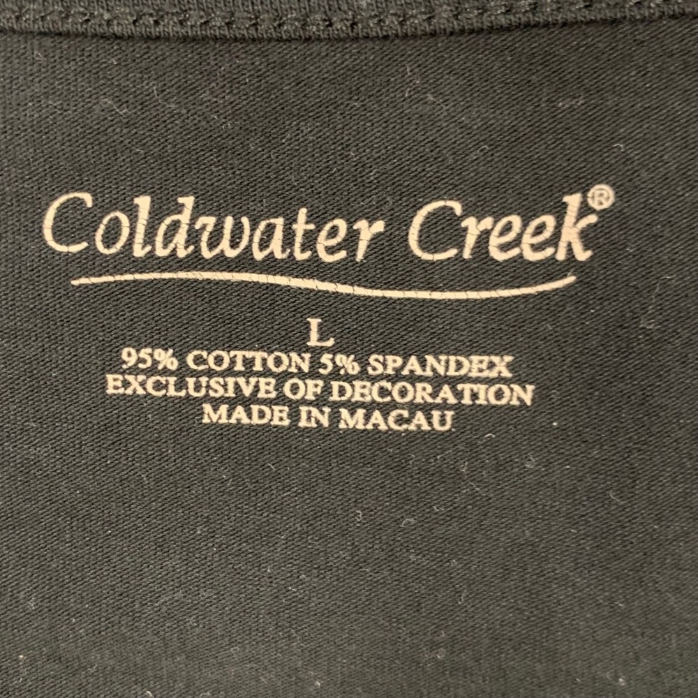 Coldwater Creek Womens Large Black Lace Trim Scoop Neck 3/4 Sleeve Knit Top - Picture 4 of 5